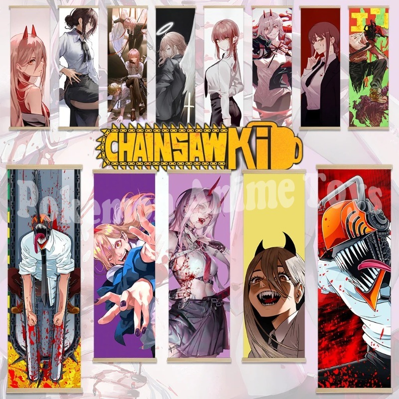 Men'S Accessories Rack - Chainsaw Man Anime Plakat Drewniana ramka